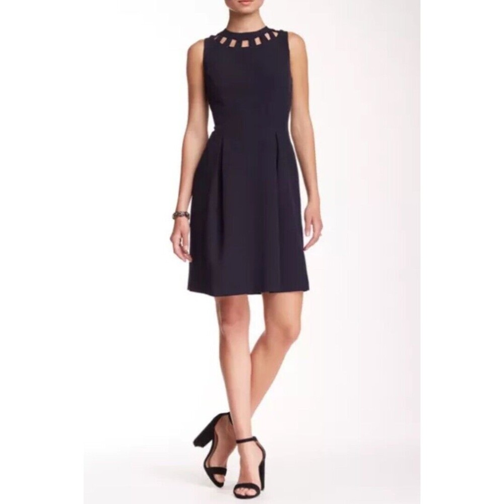 Eliza J Cutout Bi-Stretch Flare Sheath Dress‎ Black Sz 0 Career Formal